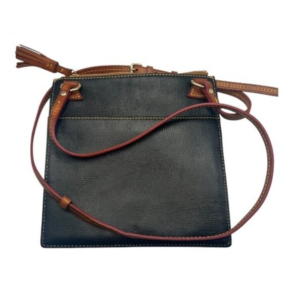 Vintage 90's Dooney & Bourke Triple Zip Florentine Black Leather Crossbody - Picture 2 of 5